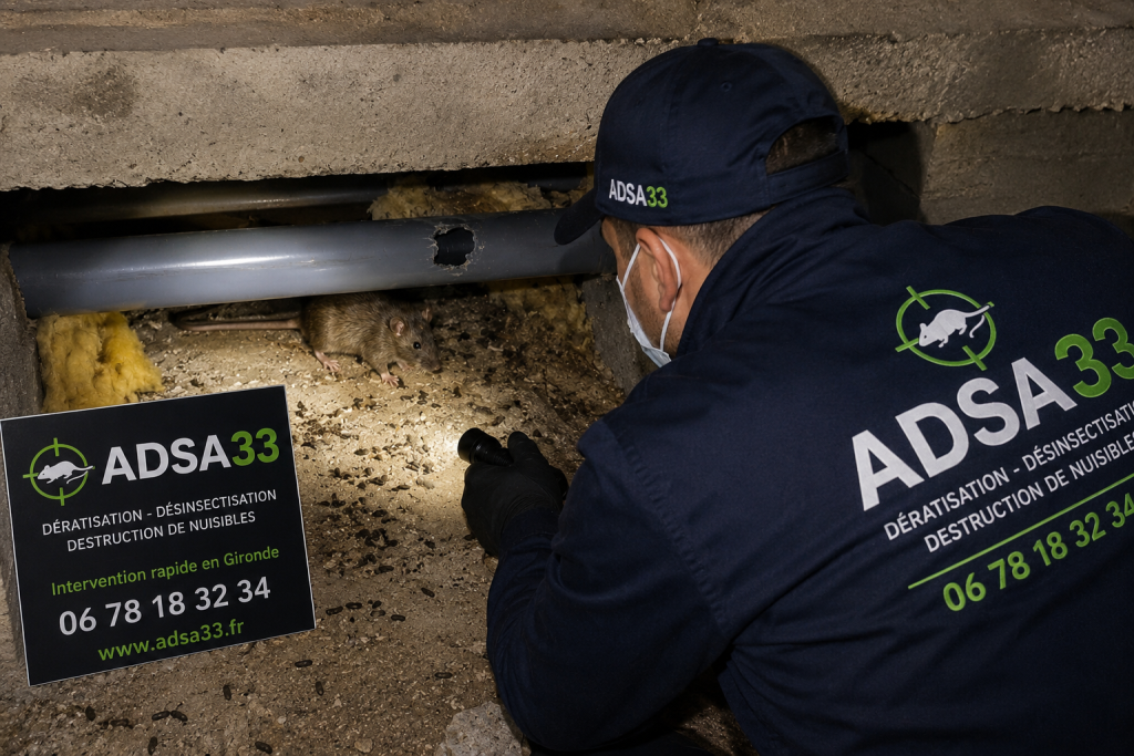 Dégâts sur une canalisation causés par des rats lors d'une dératisation à La Brède