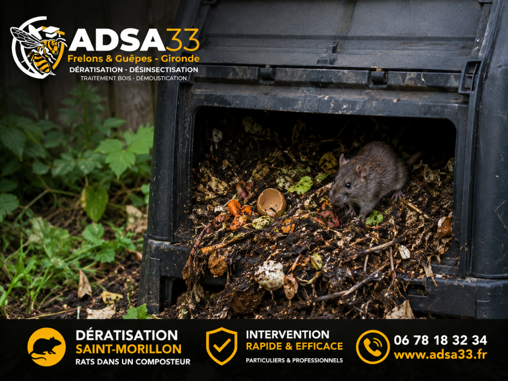 ats dans un composteur lors d'une intervention de dératisation Saint-Morillon par ADSA33
